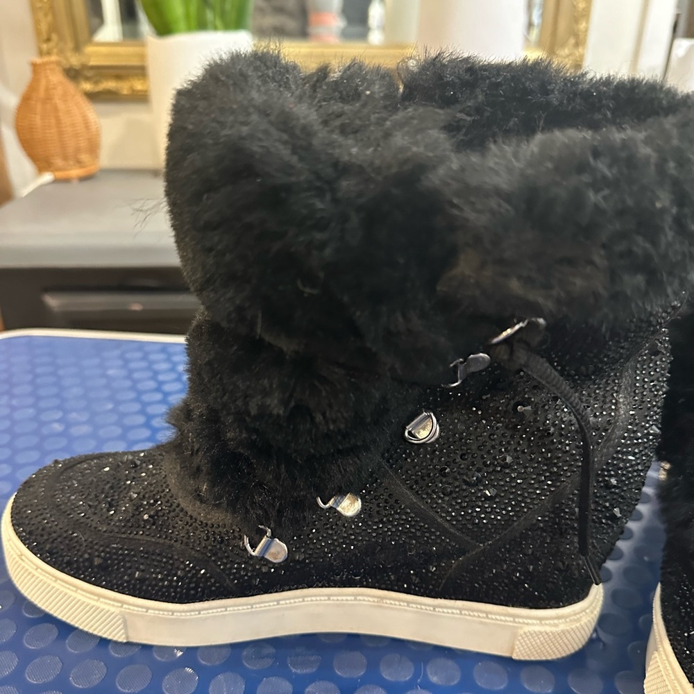 Steve Madden wedge black sparkle booties